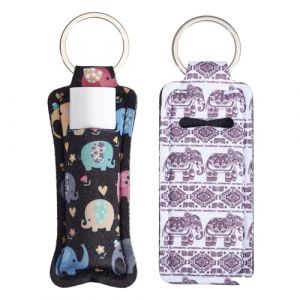FREEBLOSS 2Pc Porte Clé Rouge a Lèvres Porte-Rouge a Lèvres Porte-Clé Porte-Rouge a Lèvres éléphant Porte-Clés Baume a Lèvres Pochette Portable pour Baume a Lèvres pour Femme (Shunsn AM, neuf)
