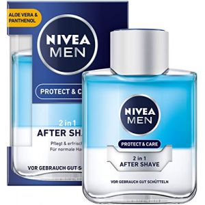NIVEA MEN Apr&egrave;s-rasage Protect & Care 2 en 1 (100 ml), apr&egrave;s-rasage nourrissant et rafra&icirc;chissant pour homme, soin apaisant apr&egrave;s le rasage avec de l'aloe vera et de la pro vitamine B5 (Guenstiger-Einkaufen24, neuf)
