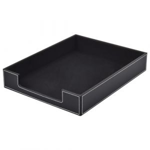 Bac à courrier en cuir, organiseur de fournitures de bureau pour courrier, fichiers, magazines, bijoux, cosmétiques, boîte de rangement empilable pour bureau, noir (XNONE, neuf)