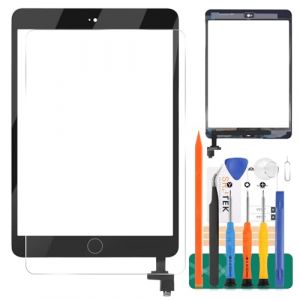 Écran tactile numériseur de rechange pour iPad Mini 1 2, A1432, A1454, A1455, A1489, A1490, avec verre trempé + outils (pas LCD, avec bouton d'accueil) (noir) (friendlychinese, neuf)