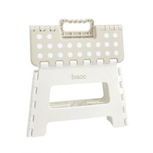 Bisoo Tabouret Pliant - Marche Pied Enfant - Tabouret Pliable Portable en Plastique - Marche Pied Pliable pour Salle de Bains et Cuisine - Sûr et Pratique pour Filles & Garçons - 22 cm Crème (Bisoo LLC, neuf)