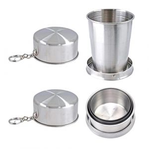 DIYCUT 2 Pi&egrave;ces Gobelet Pliable, Pliable Tasse Inox, Portable Tasse de Voyage, 150 ml Gobelet Retractable, pour vie Quotidienne, Camping, Voyages (DIYCOOT, neuf)