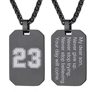 GoldChic Jewelry Collier Plaque Militaire Pendentif Pr&eacute;nom Personnalis&eacute; Lisse Homme M&eacute;daillon Acier Inoxydable Argent/Noir/Or Bijoux Personnalisable Chaine 73cm+5cm Cadeau No&euml;l F&ecirc;te des M&egrave;res P&egrave;res (GoldChic Jewelry Store, neuf)