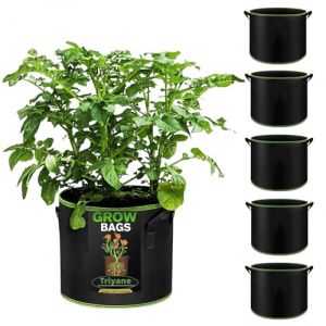 Trlyane Lot de 6 Sacs &agrave; Plantes, 40L &Oslash; 40cm Hauteur 30cm Sac de Culture en Non Tiss&eacute; Pot de Fleur Sac de Jardin avec Poign&eacute;e Sangles A&eacute;ration Tissu Pots, 10 Gallons (Trlyane, neuf)