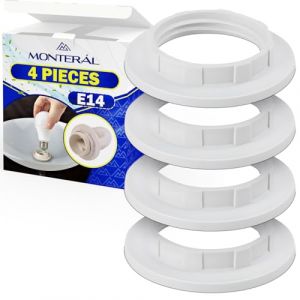 MONTERAL 4 Pi&egrave;ces Adaptateur Abat Jour pour Douille Ampoule a Visser E14 - Reducteur Abat Jour pour Lampe de Couleur Blanche - Garantie de 10 Ans (MONTERAL, neuf)