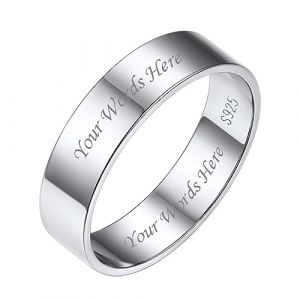 Bestyle Bague Argent 925 Bague Simple Bague de Fian&ccedil;ailles pour Homme Femme Couple Anneau de Base Bijoux Pr&eacute;nom Personnalis&eacute; 5mm de Large Blanc Taille 57 (Bestyle Jewelry, neuf)