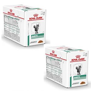 Royal Canin Veterinary Diabetic | Pack Double | 2 x 12 x 85 g | Aliment Complet diététique pour Chats | pour réguler l'apport en Glucose | avec de délicieux Morceaux en Sauce (Petgamma BV, neuf)