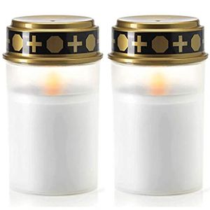Lampe &agrave; Bougie Solaire LED Lampe Sacrificielle De Cimeti&egrave;re,Capteur Intelligent Activ&eacute; Et D&eacute;sactiv&eacute;,lampe Ext&eacute;rieure Anti-pluie Pour Pri&egrave;re, Activit&eacute;s Religieuses,d&eacute;coration Festival (B,2Pcs) (Shunfaji Store, neuf)