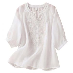 Chemisier Coton et Lin Manches Courtes pour Femme Blouses Ample Col Rond Tunique D'&eacute;t&eacute; Boh&egrave;me Folklore Vintage Broderie Top Hauts L&acirc;che Respirant T-Shirts Grande Taille Pas Cher Tunique Blouse Mode (GUnakd, neuf)