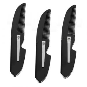 VALICLUD 3pi&egrave;ces Lot de Peignes Pliables pour Coiffure Barbe Homme Peignes &agrave; Barbe et Moustache Plastique Pochoir pour Noir (Cedongh, neuf)