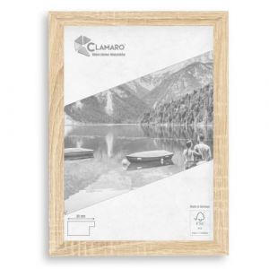 Clamaro 'COLLAGE' cadre photo 32x45 fabriqué à la main sur mesure | Chêne Sonoma | Cadre moderne en MDF, avec verre acrylique, fond et suspension (Clamaro, neuf)