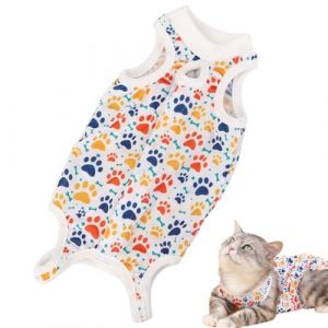Combinaison de récupération pour body chat, Combinaison postopératoire pour chattes, combinaison postopératoire pour plaies abdominales ou maladies cutanées pour chattes de 4 à 7 kg (ANETTEE GLOBALISS, neuf)