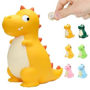LEcylankEr Tirelire Dinosaure pour Enfants - Cadeau de baptême pour Filles et garçons - Matériau PVC sûr - Bon pour la décoration, Les Jouets, Le Cadeau (Jaune) (Timertick, neuf)
