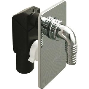 Schläfer 655855 | Siphon encastré pour machine à laver Ø 40 mm en PP avec plaque inox chromé et pipette en plastique, siphon universel pour lave-vaisselle, raccord porte-caoutchouc avec raccord 19-53 (ISME SHOP, neuf)