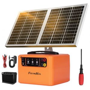 DkevEu 48KM Cloture Electrique Solaire 6KV-12KV Réglable 0, 3-1, 5J Cloture Electrique avec Panneau Solaire 15W pour Volaille, Bétail Comme Dispositif de Contrôle de Protection (DkevEu Direct, neuf)