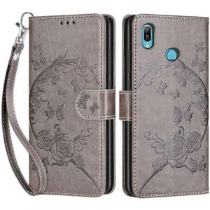 Coque pour Huawei Y6 2019 / Y6 Prime 2019, Coque Huawei Honor 8A 2019/2020, Etui Protection Housse Premium Cuir de Portefeuille en Fermeture Magn&eacute;tique Flip Case pour Honor 8A Pro Coque (Gris) (DIKAS, neuf)