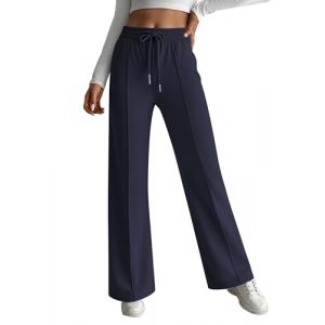Hotouch Pantalon Femme Jogging Large Pantalon D&eacute;contract&eacute; Pantalons Taille Elastique Pantalon de Sport Pantalon Fluide avec Poches Bleu Marine M (Hotouch Store, neuf)
