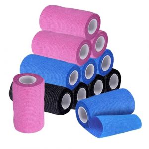 SCBOY Bandage autoadhésif 12 rouleaux Bandage 10cmx4,5m Multicolore bande cohesive Pour sportifs stretch poignet cheville, animaux bandage autoadhésif (huanyangdianzi, neuf)