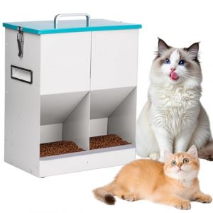 MUYIRTED 10L Distributeur Croquettes Chat Automatique À 2 Bols, Distributeur De Nourriture pour Secs en Métal, Distributeur Croquette pour Chats Et Petits Chiens, Mangeoire (MYB Supplies, neuf)