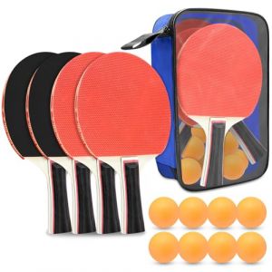 Xpieoyrm Ensemble Pong de Table Portable, Set de 2 Raquettes de Ping-Pong, 4 Raquette de Tennis de Table, 8 Balles et Sac de Transport, Ping Pong Kit pour Adultes Enfants, pour Loisir,Entraînement (Xpicefox Store, neuf)