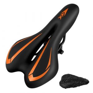 MSDADA Selle de v&eacute;lo en Gel pour Homme et Femme - Imperm&eacute;able - Confortable - Coussin Doux - pour v&eacute;lo de Route, VTT, v&eacute;lo d'appartement, v&eacute;los de Ville (Orange) (Masdada, neuf)
