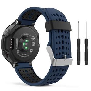 MoKo Bracelet Pour Garmin Forerunner 235/235 Lite/220/230/620/630/735 Smartwatch, Watch Band flexible en silicone avec des outils Montre de Running GPS avec Cardio au Poignet, Bleu Nuit et Noir (Fengchidianzi, neuf)