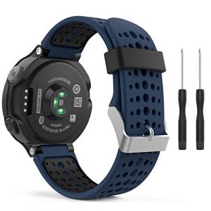 MoKo Bracelet Pour Garmin Forerunner 235/235 Lite/220/230/620/630/735 Smartwatch , Watch Band flexible en silicone avec des outils Montre de Running GPS avec Cardio au Poignet, Bleu Nuit et Noir (KnoWhite, neuf)