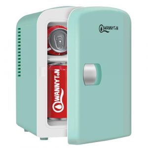 WANNYTON Mini Frigo Portable 4L, Mini Réfrigérateur Cosmétique, Mini Glacière Électrique, Fonction Froid/Chaud, avec Câble AC 220V/ DC 12V pour Voiture, Bureau, Chambre (Vert) (oyt, neuf)