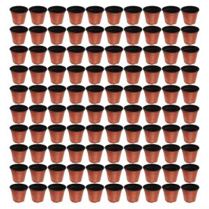 Lot de 100 pots de fleurs ronds en plastique pour transplanter des plantes et des boutures, pots de d&eacute;part en plastique souple, r&eacute;cipient &agrave; plantes avec trou pour fleurs, plantes grasses (HavenlyLumiHaus, neuf)