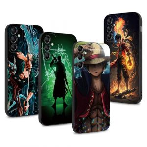 PBNDJVG 4 Pièces Coque pour Samsung Galaxy A16 5G 6.7 Pouces, Animé Luffy Zoro Gear 5 Sun God Nika avec Protection Caméra Etui Housse de Anti-Drop TPU Silicone Mince Anti-Rayures Antichoc Case, 02 (MONERA DESIGN CO, neuf)
