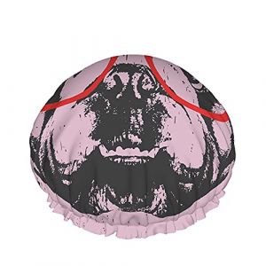 Bonnet de douche bouledogue, Portrait drôle de bouledogue anglais avec des lunettes rouges Bonnets de bain double couche imperméables parfaits pour toutes les longueurs et épaisseurs de cheveux (FDIOJDFS, neuf)