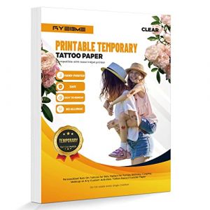 Ryebme Papier de transfert temporaire imprimable pour laser & jet d'encre,autocollant de tatouage DIY,transfert d'image personnalis&eacute; pour tatouage & bougies A4 taille 6 Pack (Transparent) (kenesiding, neuf)