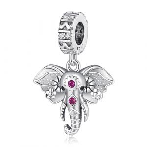 Amuefer Eléphant Vintage Charmes pour Bracelets, Argent Sterling 925 Pendentif en Zircon Cubique, Cadeaux de Fête des mères Saint-Valentin Noël pour Femmes Amis (FengHangQi, neuf)