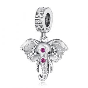 Amuefer Eléphant Vintage Charmes pour Bracelets, Argent Sterling 925 Pendentif en Zircon Cubique, Cadeaux de Fête des mères Saint-Valentin Noël pour Femmes Amis (cunwn, neuf)