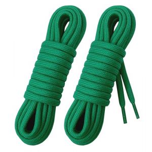 Laceter 2 Paires de Lacets Ronds Épais 4mm pour Bottes, Chaussures de Sécurité, Randonnée, Dr Martens, Travail, Outdoor - Robustes et Confortables - Fabriqués en Europe - Longueur 120 cm, Vert (Lace'ter, neuf)