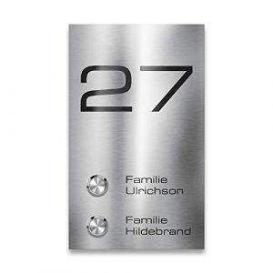 Metzler® sonnette extérieure avec plaque personnalisable et boutons LED IP67 anthracite RAL7016 – inox brossé 110×200 mm – montage en saillie – design moderne – 10 ans de pièces détachées (Metzler GmbH, neuf)