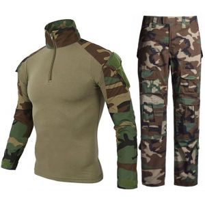 Czen Chemise de Combat militaire pour hommes uniforme tactique chemises à manches longues pantalon costume Airsoft BDU chemise Paintball tenue de Camouflage (CpCL, 3XL) (Higold, neuf)