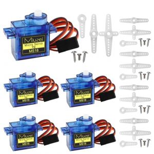 Miuzei 5X Micro Servo Moteur 9G pour RC Robot Bras/Main/Marche Avion Hélicoptère Bateau Voiture Véhicule Commande avec Câble，180° Mini Servomoteur Compatible avec Arduinoet et Raspberry Pi (geekpow, neuf)