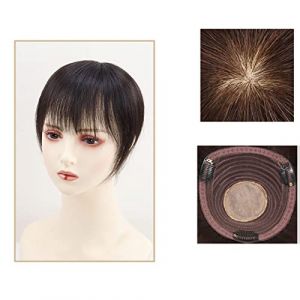 Perruque Avec Frange Perruque Vrais Cheveux Vrais Cheveux T&ecirc;te de Cheveux Patch Couverture Cheveux Blancs Respirant Frange Cheveux Courts Pi&egrave;ce de Perruque Perruque Femme Cheveux Humains(B) (yingyingyy, neuf)