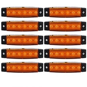 VIGORFLYRUN PARTS LTD Feux de Gabarit Latéraux LED, Indicateur de Position, 6 LED 3.8" Feux De Côté pour 24V Voiture Remorque Camion Lorry Caravan Bus - 10Pcs Jaune (VIGORFLYRUN PARTS LTD, neuf)
