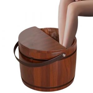 Foot Bucket pour pied - Design &eacute;l&eacute;gant avec couvercle | Bassine en bois pour pied - Machine &agrave; laver les mains, sauna, maison, salle de bain, chambre, dortoir, appartement, centre de bien-&ecirc;tre (ziokuga, neuf)
