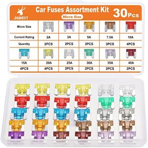 JOREST 30Pcs Fusible Voiture Set - pour Fusibles Auto/Truck/RV/Camion/Moto (2A 3A 5A 7.5A 10A 15A 20A 25A 30A 35A 40A) - Micro Fusibles Automobile (Bas Profil Mini Fusible) (Qinghaoji-eu, neuf)