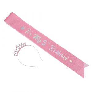 Healifty Bandeau et &Eacute;charpe Anniversaire pour Fille Couronne Joyeux Anniversaire Joli Bandeau pour Jeunes Gar&ccedil;on Fille Bandouli&egrave;re pour F&ecirc;te de Princesse (Madonna Tied, neuf)