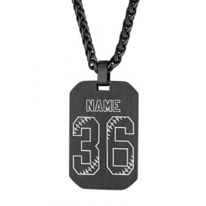 Custom4U Plaque Pendentif Plaque Militaire Dogtag Pr&eacute;nom &agrave; Personnaliser Noir Acier Inoxydable Dog tag Plaque Arm&eacute;e Pendentif avec Chaine Militaire Bijoux Hommes Gar&ccedil;ons Ados (Custom4U Store, neuf)