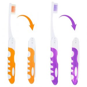 Oruola Lot de 2 brosses à dents de voyage, pliables, pour les voyages, le camping, les voyages, les adultes et les enfants, portables, souples et pliables (orange et violet) (Perchone, neuf)