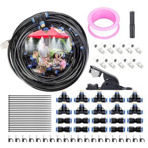 AGPTEK 10m Kit d&rsquo;Irrigation syst&egrave;me de brumisation avec 10 Buses de Brume avec Joint en T, 74pcs syst&egrave;me de Refroidissement ext&eacute;rieur par Brume, brumisateur pour terrasse, Jardin (Mambate Global, neuf)