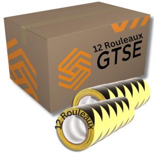 GTSE - Ruban adhésif de signalisation - 5 Rouleaux- 50 mm x 33 m par rouleau - pour le marquage au sol/sécurité - rayures jaune/noir - Signal Ruban Adhésif de sécurité (Gocableties Ltd, neuf)