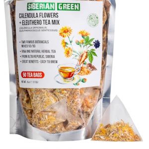 Sachets de tisane de racine de ginseng vert de Sib&eacute;rie et de fleur de calendula &ndash; Lot de 50 sachets. Tisane botanique brute et naturelle des montagnes sib&eacute;riennes de l'Alta&iuml; (SiberianGreen, neuf)