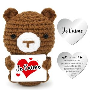Mini Ours Je t'aime Cadeaux, Cadeaux pour Femmes Anniversaire, Poupée Ours avec Carte Pièces Amour, Pocket Hug Ours, Cadeau Romantique pour Femme Couple Sa Copine Anniversaire Mariage Saint Valentin (CHUXINKEJI, neuf)
