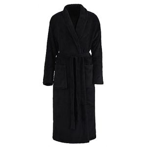 Brandsseller Peignoir Unisexe en Microfibre XXL/3XL – Robe de chambre douce avec Col châle pour femme et homme – Sortie de bain idéale pour la Maison, le Voyage ou le Spa – Noir (brandsseller, neuf)